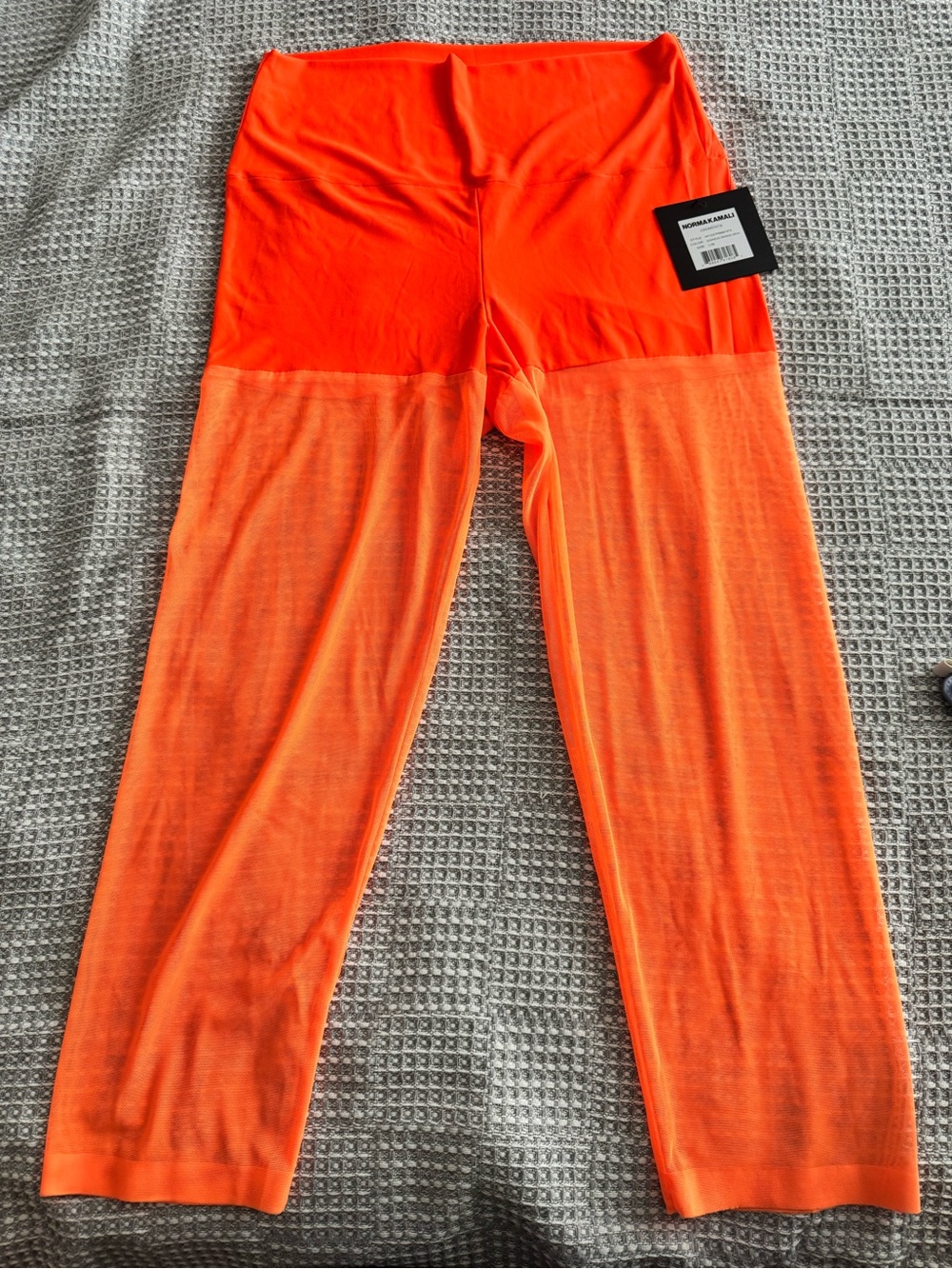 Norma Kamali Two Toned Orange Mesh Leggings